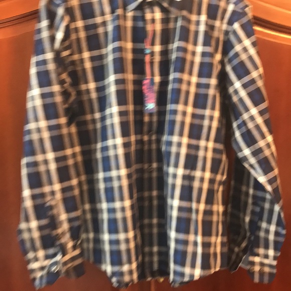 Mens EGARA Shirt from Men’s Wearhouse Blue Silver checkered size XXL - Picture 13 of 13